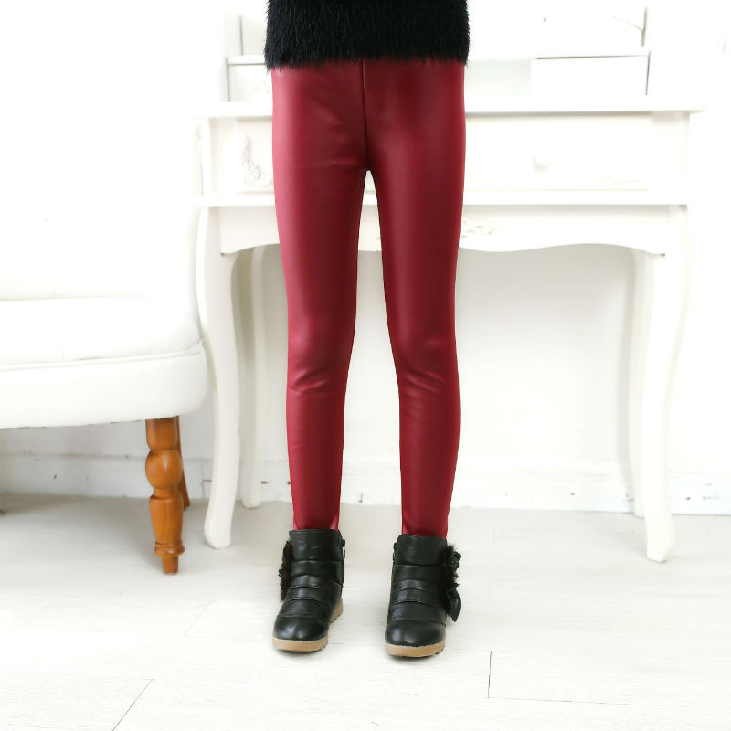Picture of Spring and autumn girls leggings plus velvet imitation leather pants girls thin leather pants children pants wholesale
