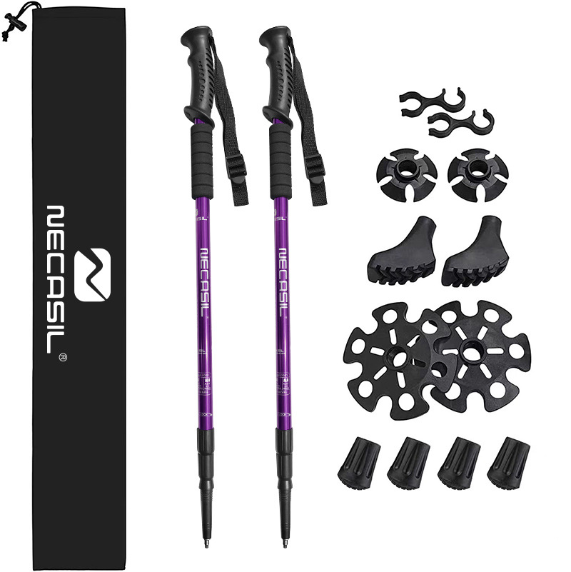 Picture of Newkaro Outdoor Aluminum Alloy Trekking Pole Three-Section Telescopic Straight Handle Set Inner Lock Shock Absorption Cross-Border Hot Sale
