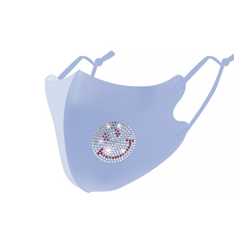Picture of Trendy Colorful Rhinestone Ice Silk Mask Fashion European and American Style Dustproof Breathable Sun Protection Face Mask with Sparkling Rhinestones Uv Protection