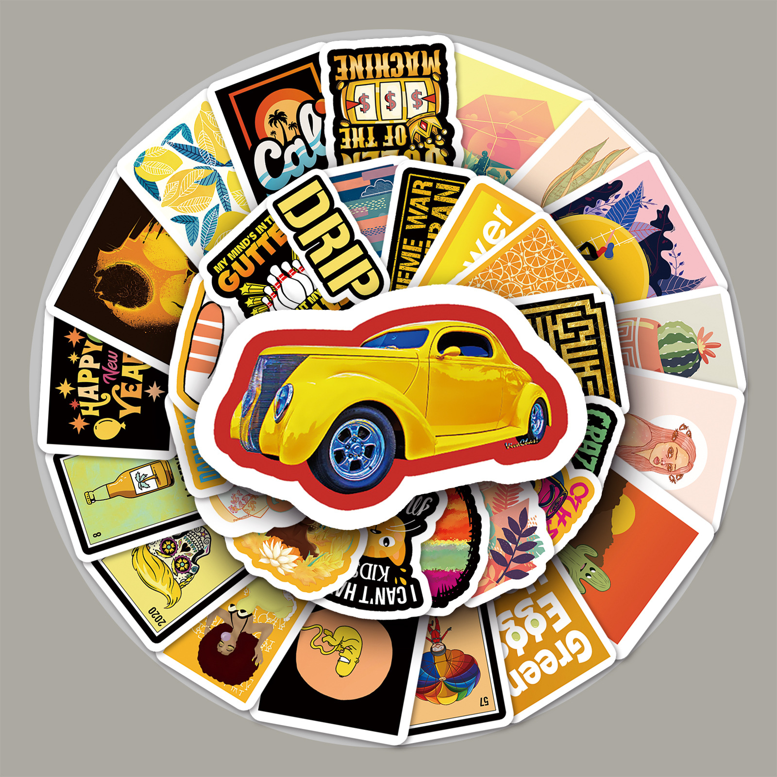 66 small fresh yellow series cartoon decorative stickers luggage scooter laptop graffiti stickers