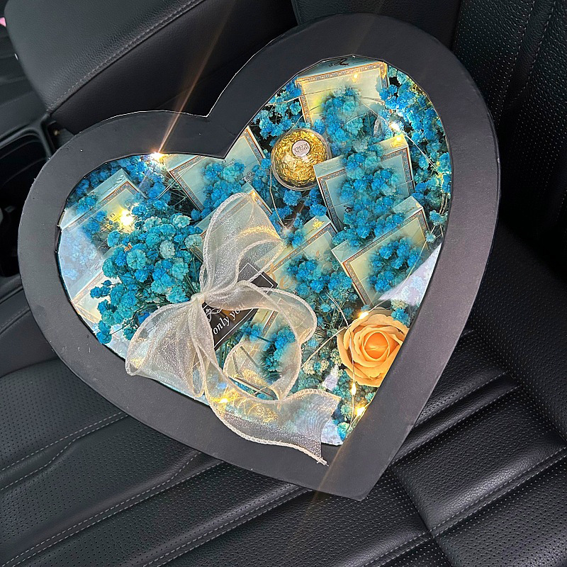 520 Love Box Gypsophila Birthday Gift for Boyfriend Chinese Valentine's Day Romantic Handmade DIY Material Christmas Flower Box