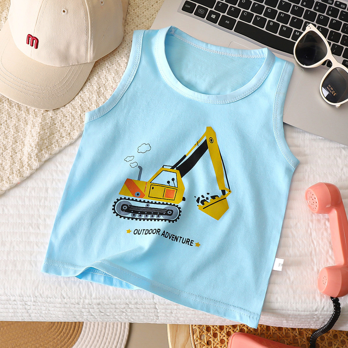 Picture of Children's single-piece vest cotton summer new boys sleeveless top girls Korean version of small and medium-sized children's base shirt wholesale