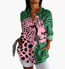 Picture of 2025 New Women's Long Shirt Women's Summer European and American Trend Long Sleeve Shirt Printed Pattern Printed 3D Shirt