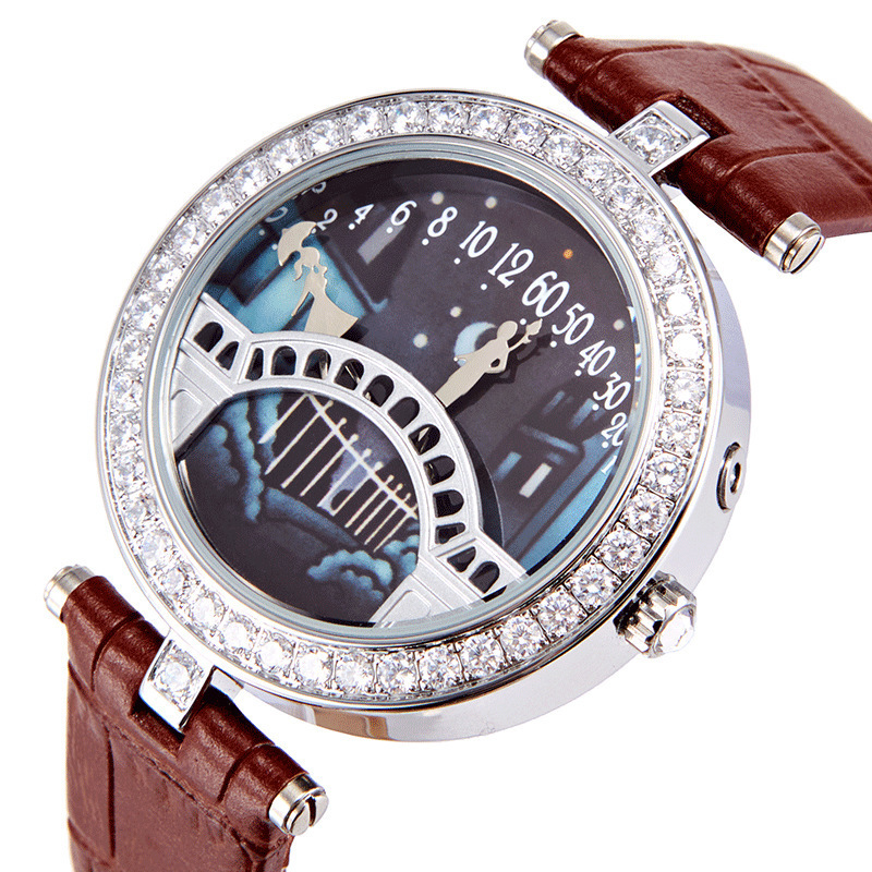 Picture of Celebrity's Same Poetic Series Lover's Bridge Women's Watch Kissing Diamond-encrusted Sun and Moon Star Romantic Lover's Bridge Watch for Women