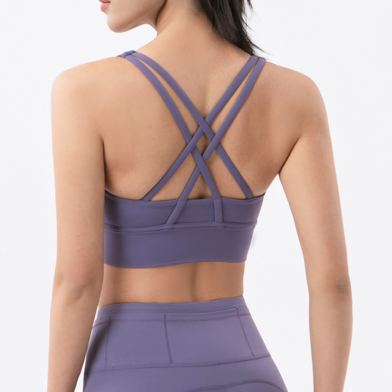 Picture of 2022 new double-sided brushed cross back sports underwear shockproof push up yoga sports bra fitness vest