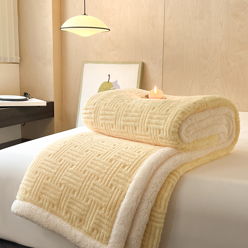 Picture of Double-layer Blanket Winter Office Shawl Blanket Single Double-sided Coral Fleece Sofa Blanket Children Nap Blanket