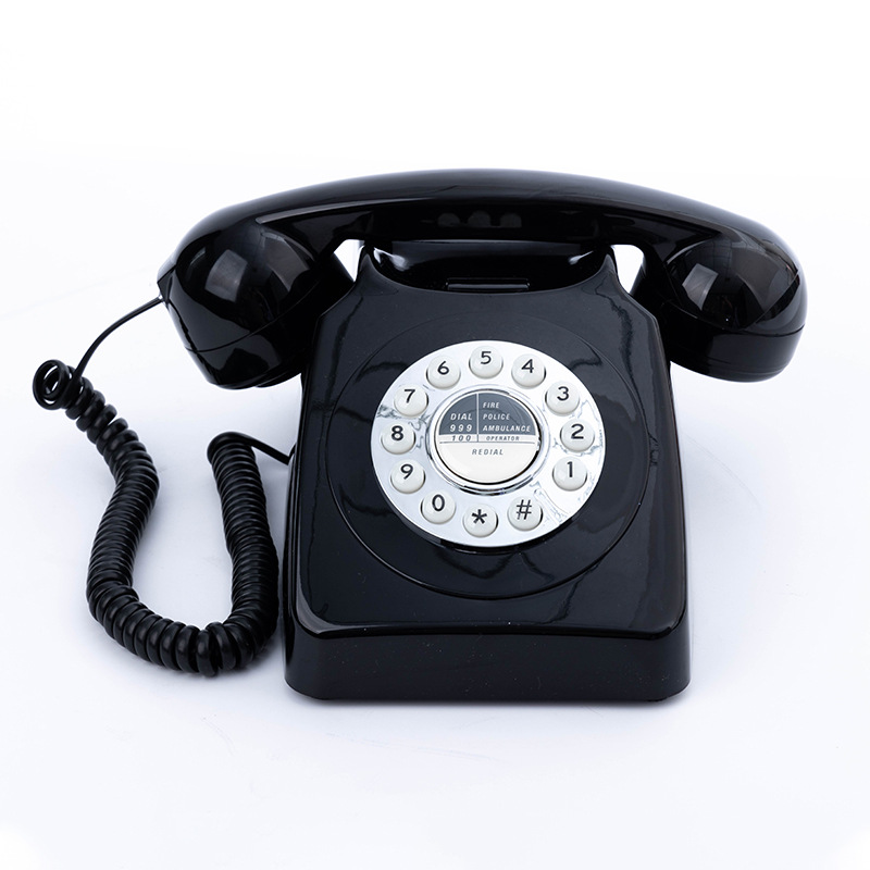 Picture of Telephone European Retro Style Home Antique Landline Old-Fashioned Telephone Office Antique American-Style Rotary Dial Telephone