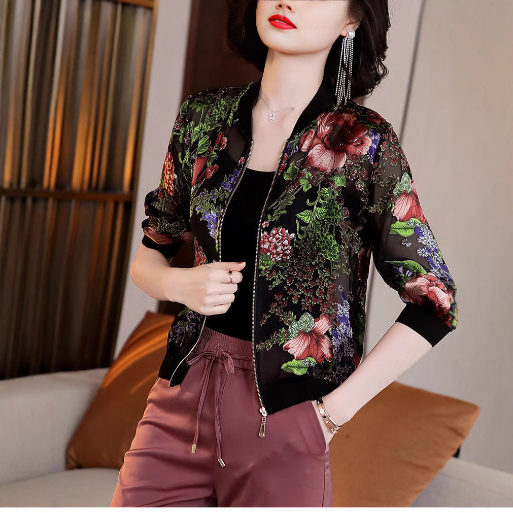 Picture of Chiffon Long Sleeve Coat Women's Baseball Suit 2025 Summer New Anti-ultraviolet plus size All-match Short Sunscreen Women