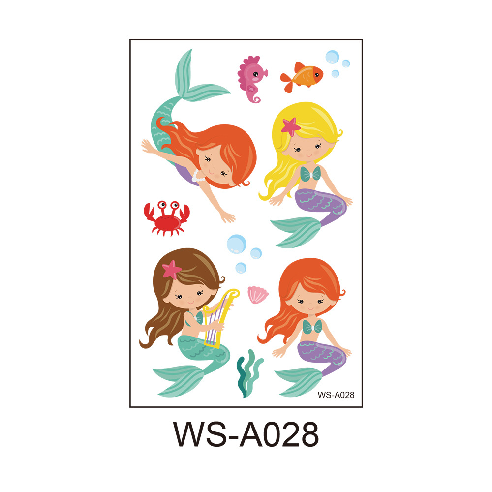 Picture of Cross Border Waterproof Sweat Tattoo Children Cartoon Dream Party Princess Theme Stickers suit Mermaid Tattoo Stickers