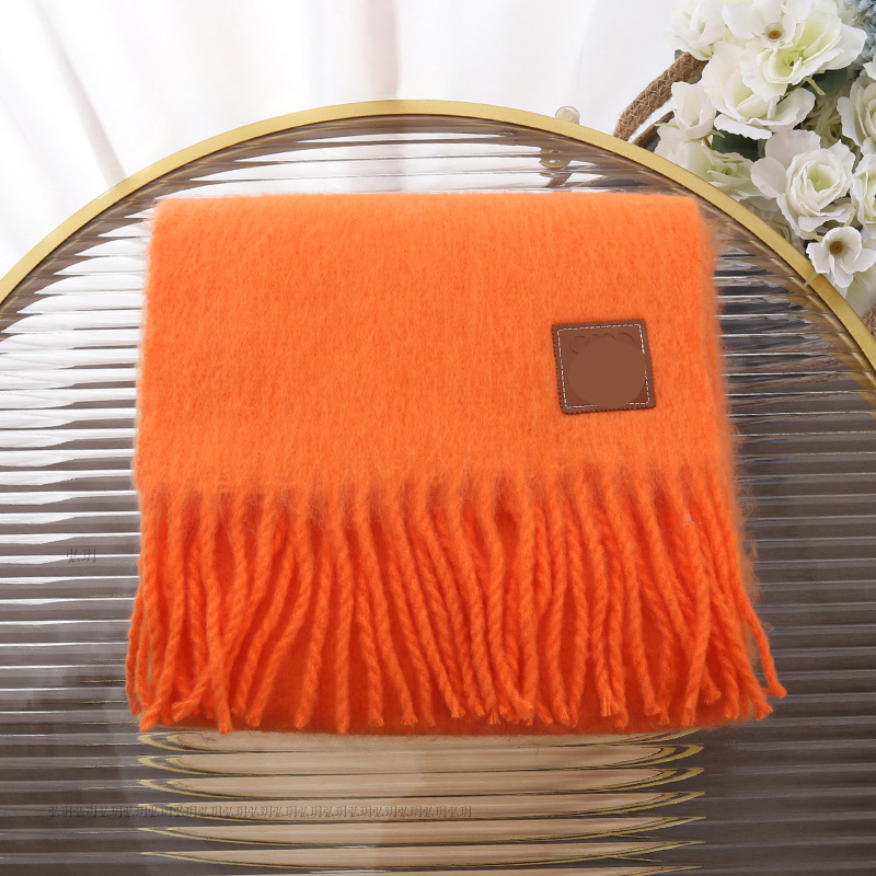 Picture of Set of standard new Luowei loe same style mohair mixed imitation scarf thickened warm plain tassel scarf shawl