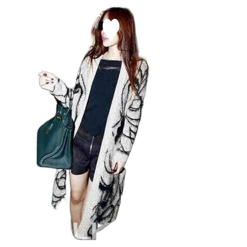Picture of Spring, autumn and winter mid-length sweater jacket women's Korean version fashion loose and thick knitted cardigan beauty cartoon outerwear