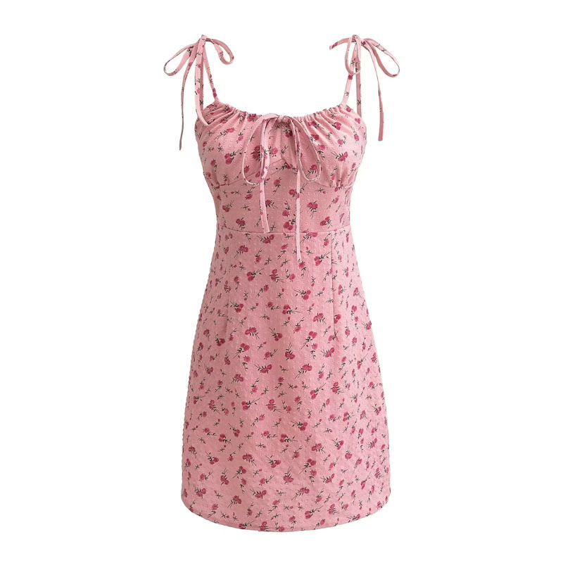 Picture of French Style Sweet Rose Floral Skirt Summer New Arrival Tight Waist Slim-Fit Sweet and Spicy Short Skirt for dress Women