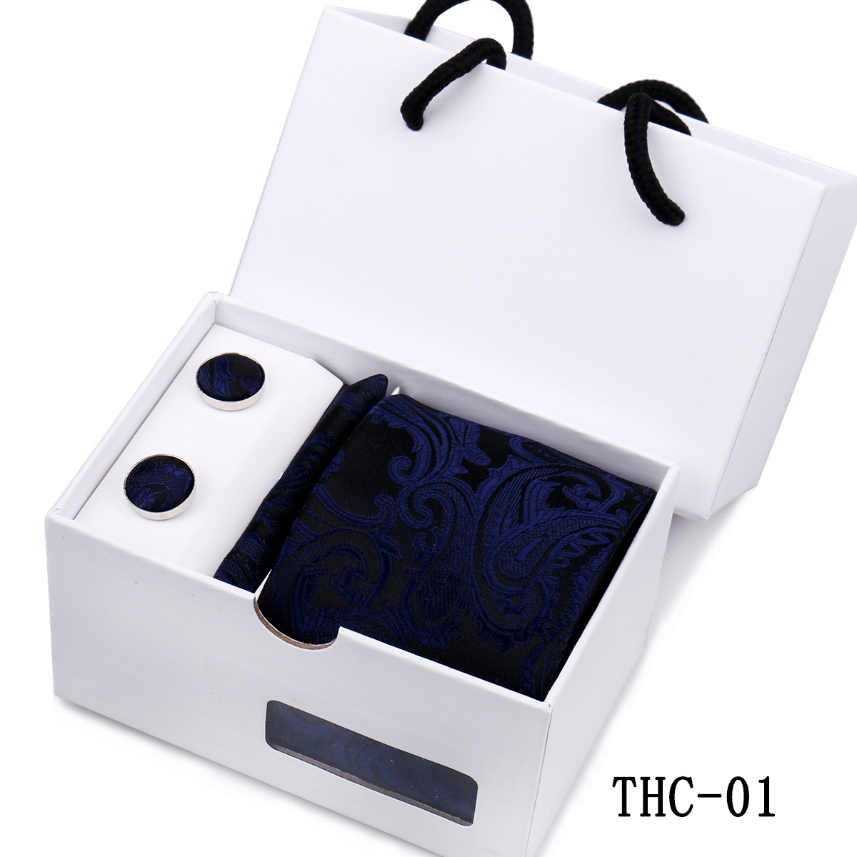 Picture of Men's Tie High Sense Gift Box 3 Pieces suit Business Dress Wedding Plaid Red Black Long Tie Shengzhou
