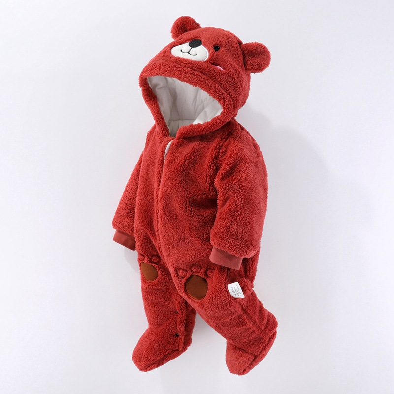 Baby's Jumpsuit Winter Newborn Warm Climbing Suit Baby Plush Overalls Children's Pajamas Bear Hattie