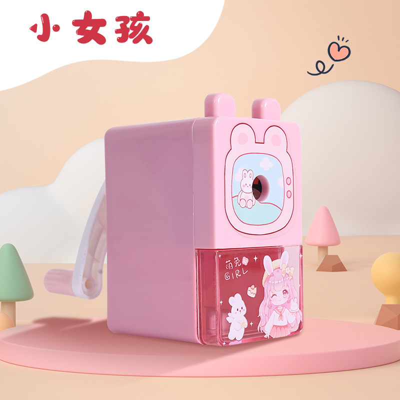 Picture of Student cartoon pencil sharpener hand hand into the lead pencil sharpener saving single hole pencil stationery prizes wholesale