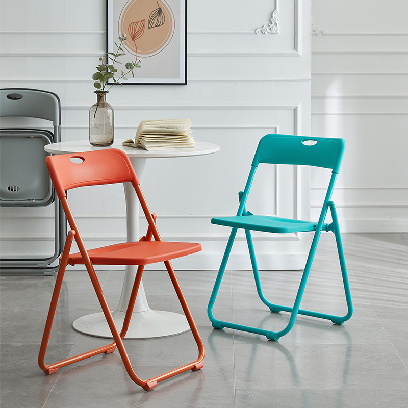 Picture of Folding chair home simple modern plastic photo chair dormitory office meeting training outdoor backrest chair stool