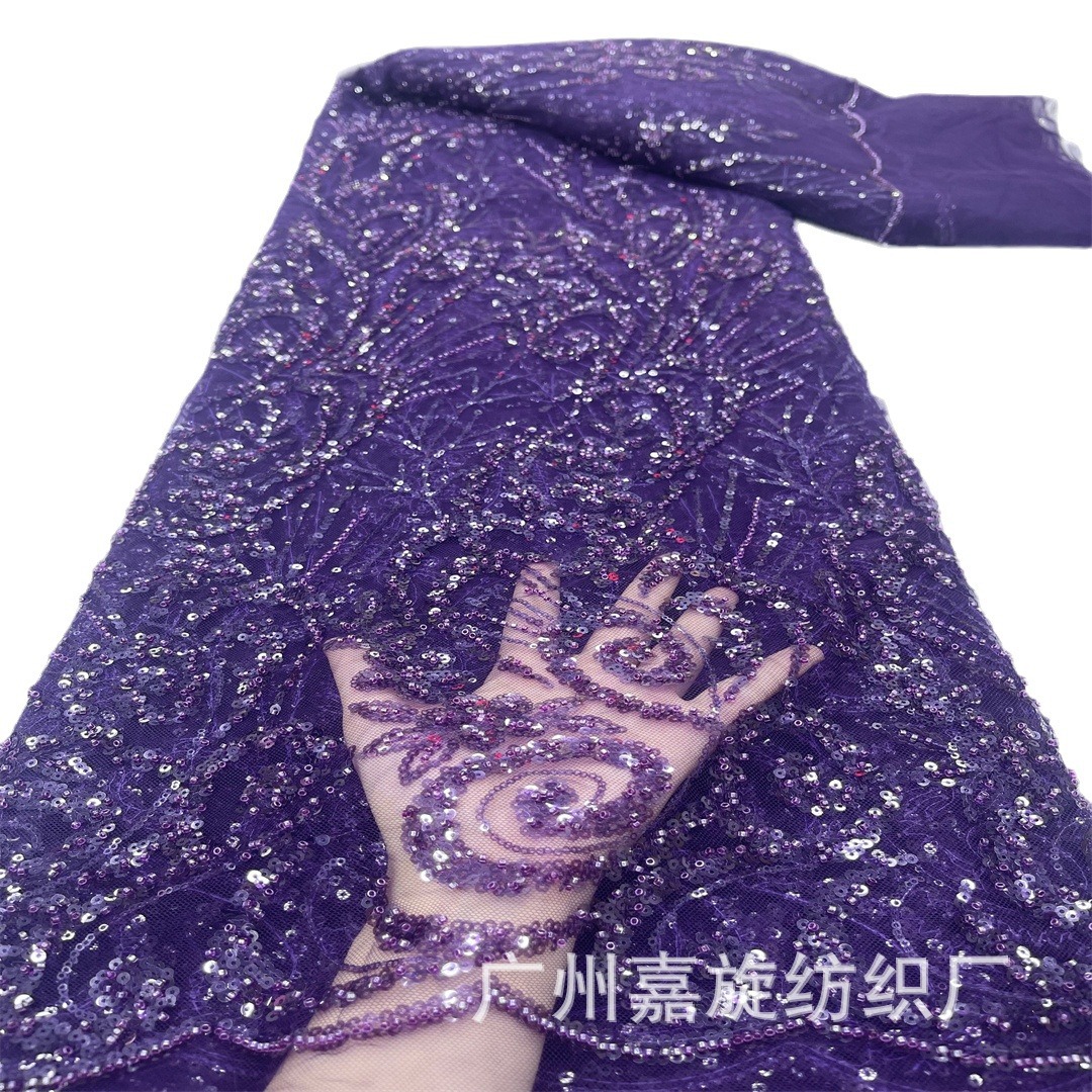 Picture of 2024 Dai clothing new lace totem beads sequins mesh embroidery fabric African lace