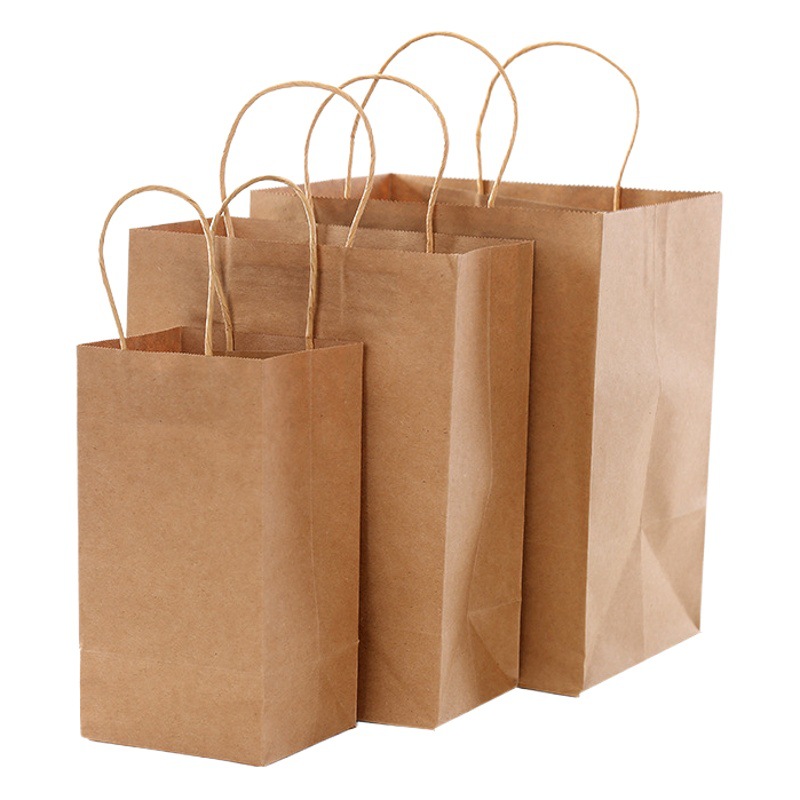 Thickened kraft paper bag small batch custom printed logo milk tea coffee paper bag hamburger fried chicken packaging tote
