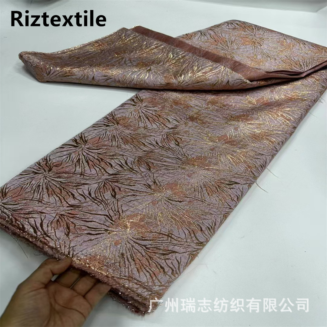 Picture of Bronze Brown Dark Pattern Retro Smooth Soft Cheongsam Jacquard Fabric dress Ceremony Fashion Designer Embroidered Cloth