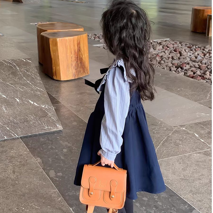 Girls' Academy Style dress Spring and Autumn 2024 New Children's Autumn Western Style Princess Dress Baby Girl Long Sleeve Dress