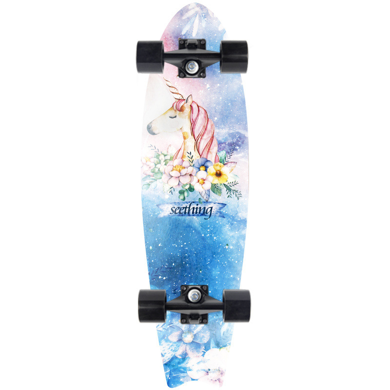 Picture of 28 inch maple small fish Board children Brush Street road beginners four-wheel skateboard single rocker skateboard