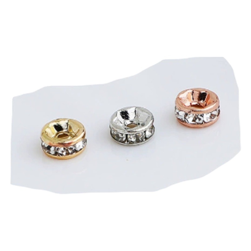 14K gold inlaid zircon beads handmade diy jewelry diamond ring spacer round wheel beads loose beads accessories color retention