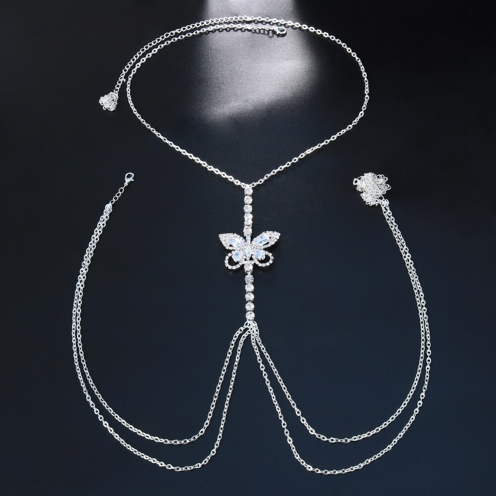 Picture of Cross-border New Accessories Simple Zircon Butterfly body chain European and American Rhinestone Neck chain Waist chain body chain