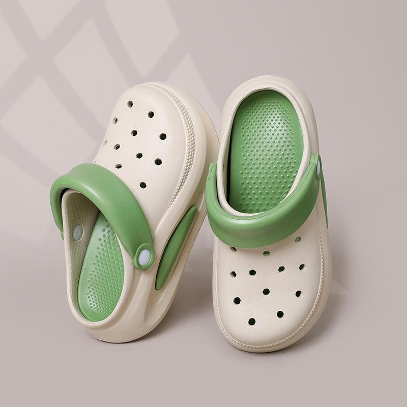 Picture of S052 Contrast Color Height-increasing Hole Shoes for Women Summer Height-increasing Feeling of Stepping on Shoes Can be Wearable for Men's Indoor Eva Anti-skid