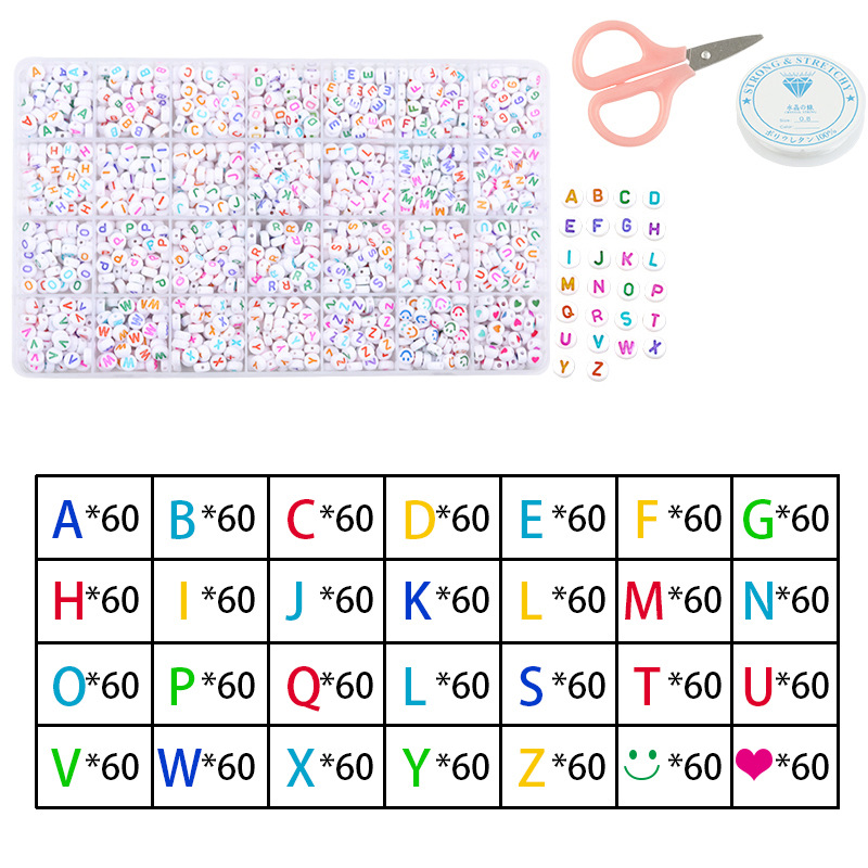 Picture of Amazon Hot Sale 24 Grid Multi Style Letter Beads Boxed Color Beads Handmade Set with Accessories diy Material