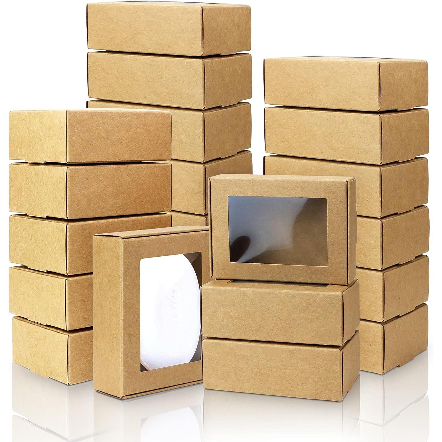 Amazon Yellow Cattle Leather Small Rectangular Paper Box with Transparent Window Mini Candy Display Box for Candy Chocolate