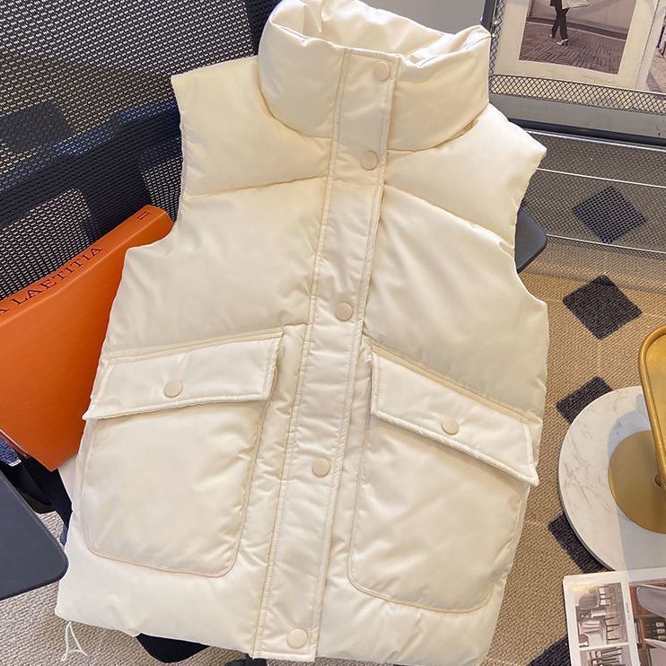 Picture of Korean-style All-match Down Cotton-padded Jacket Vest Women's Autumn and Winter Vest chubby girl plus size Jacket Cotton Vest Casual Trendy Outer Wear