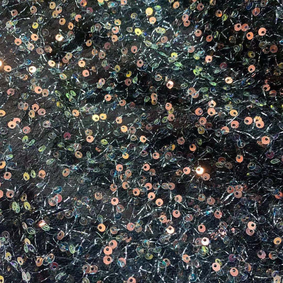 Picture of 3mm partial hole double mesh gold and silver silk gradient sequin embroidered fabric sequin fabric fashion women's children's clothing accessories