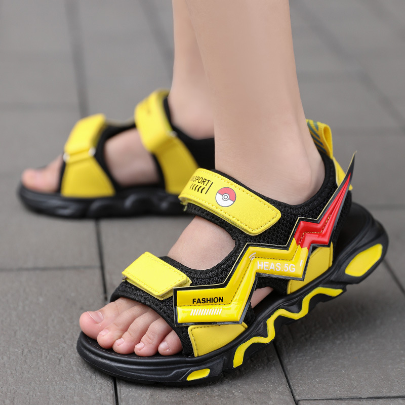 911 Children's Sandals Summer New Boys Pikachu Sandals and Slippers Large Children Non-slip Casual Beach Shoes
