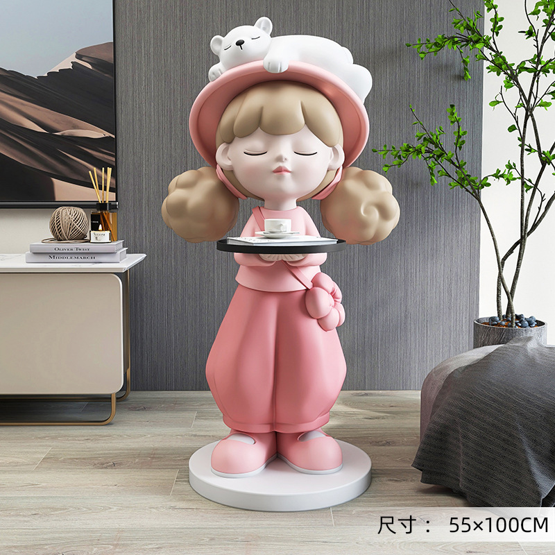 Picture of [Storage Speaker] Cream Style Girl Floor-Standing Ornament Home Decoration Living Room Tv Cabinet Next to Sofa Gift