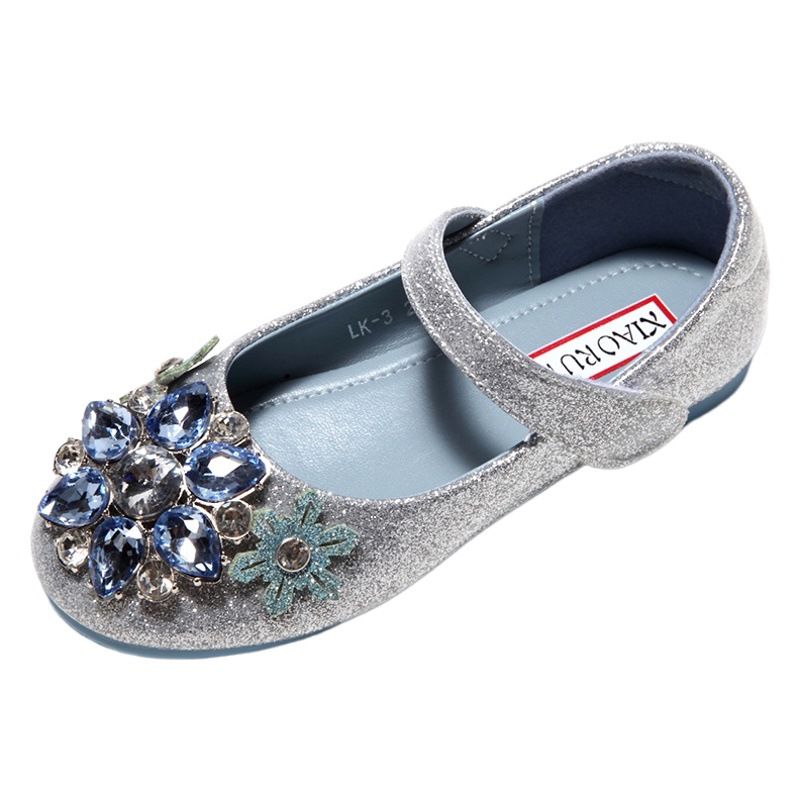 Girls' Princess Shoes 2023 New Soft Sole Baby Leather Shoes Children's Bean Shoes Aisha Shoes Spring and Autumn Girls' Crystal Shoes