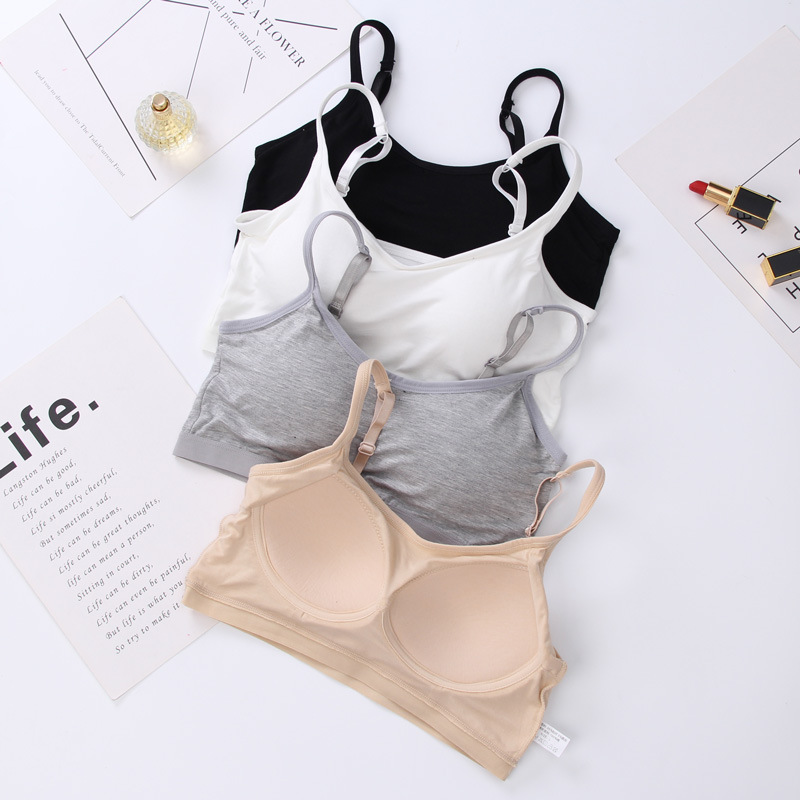 Pure Cotton Beautiful Back Bra Sling Vest Women's Belt Chest Pad One-piece Wrap Chest Inner Wearing Outer Wearing Student Bottoming Tube Top Underwear