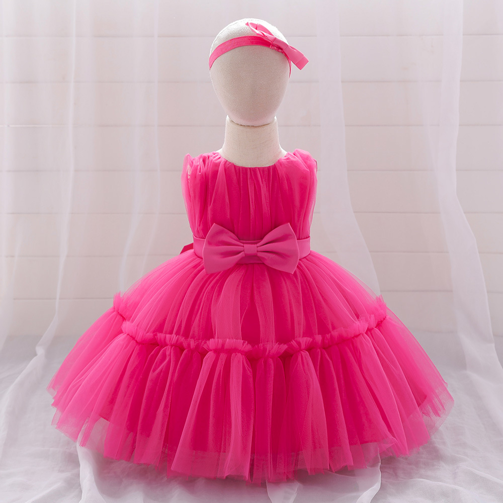 Girl's Dress New Sleeveless Baby One-year-old Princess Wedding Dress French Dress Poncho Princess Dress Mesh Dress