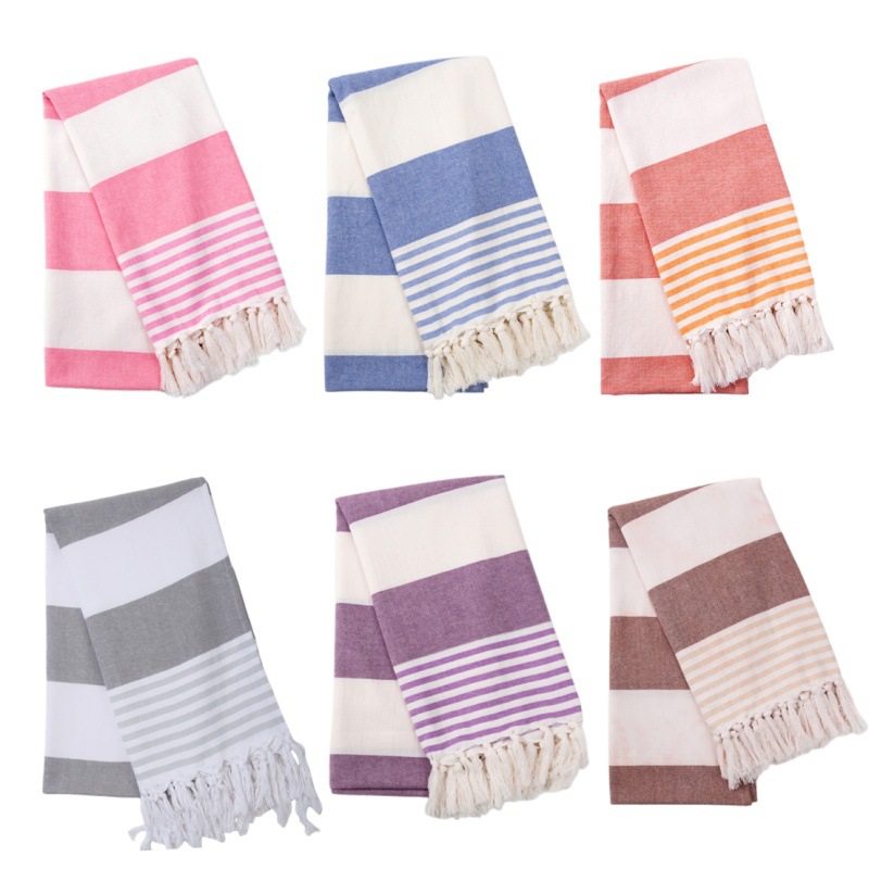 Factory spot Turkey beach towel cross-border special tassel beach towel striped cotton bath towel adult bath towel