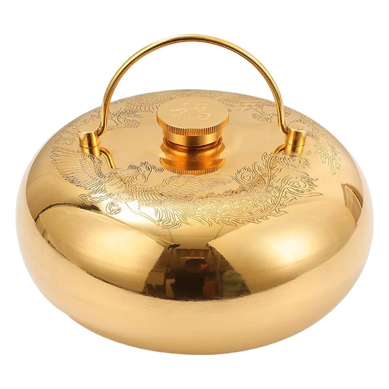 Jitao Tangpozi Pure Copper Thick Water-Filled Hot Water Bottle Hand Warmer Hot Back Health Foot Massage Retro Style Hand Warmer