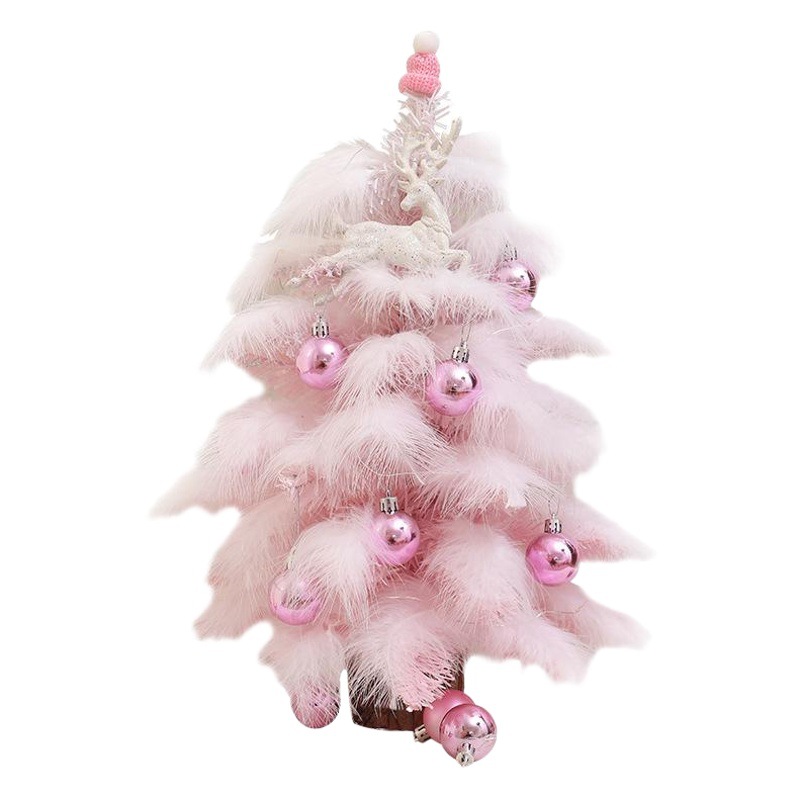 Net red pink Christmas tree package 45cm mini Christmas tree feather girl heart DIY60cm Christmas package tree
