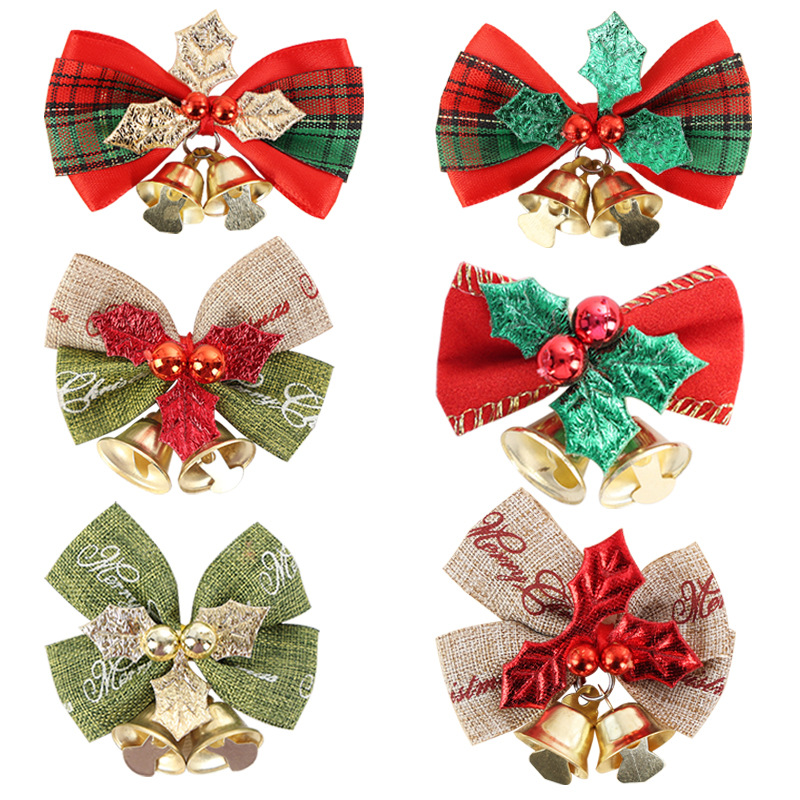 Cross-border hot sale Christmas mini bell bow decoration Garland pendant gift box decoration
