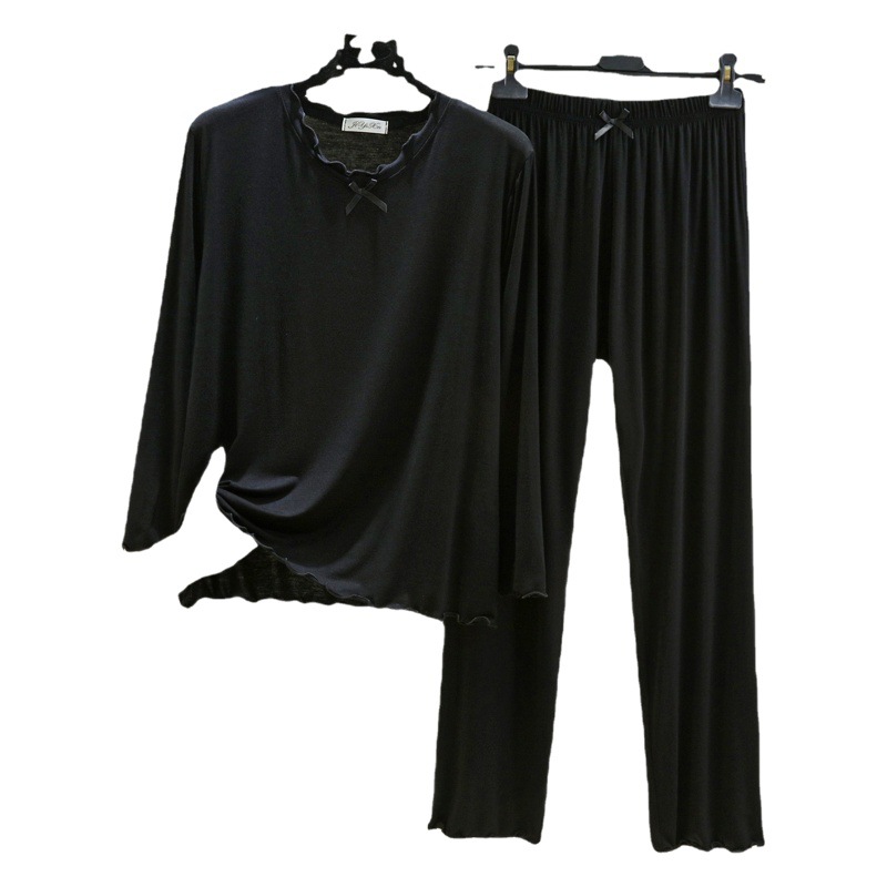 Modal Pajamas suit Women's Spring and Summer Loose plus size Casual Home Clothes Long-sleeved T-shirt Pants Two-piece Set