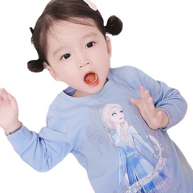 Picture of Children's Pajamas Cotton Baby Air-Conditioning Clothes Elsa Girl Fairy Cute Super Cute Long-Sleeved Girls Home Clothes Set
