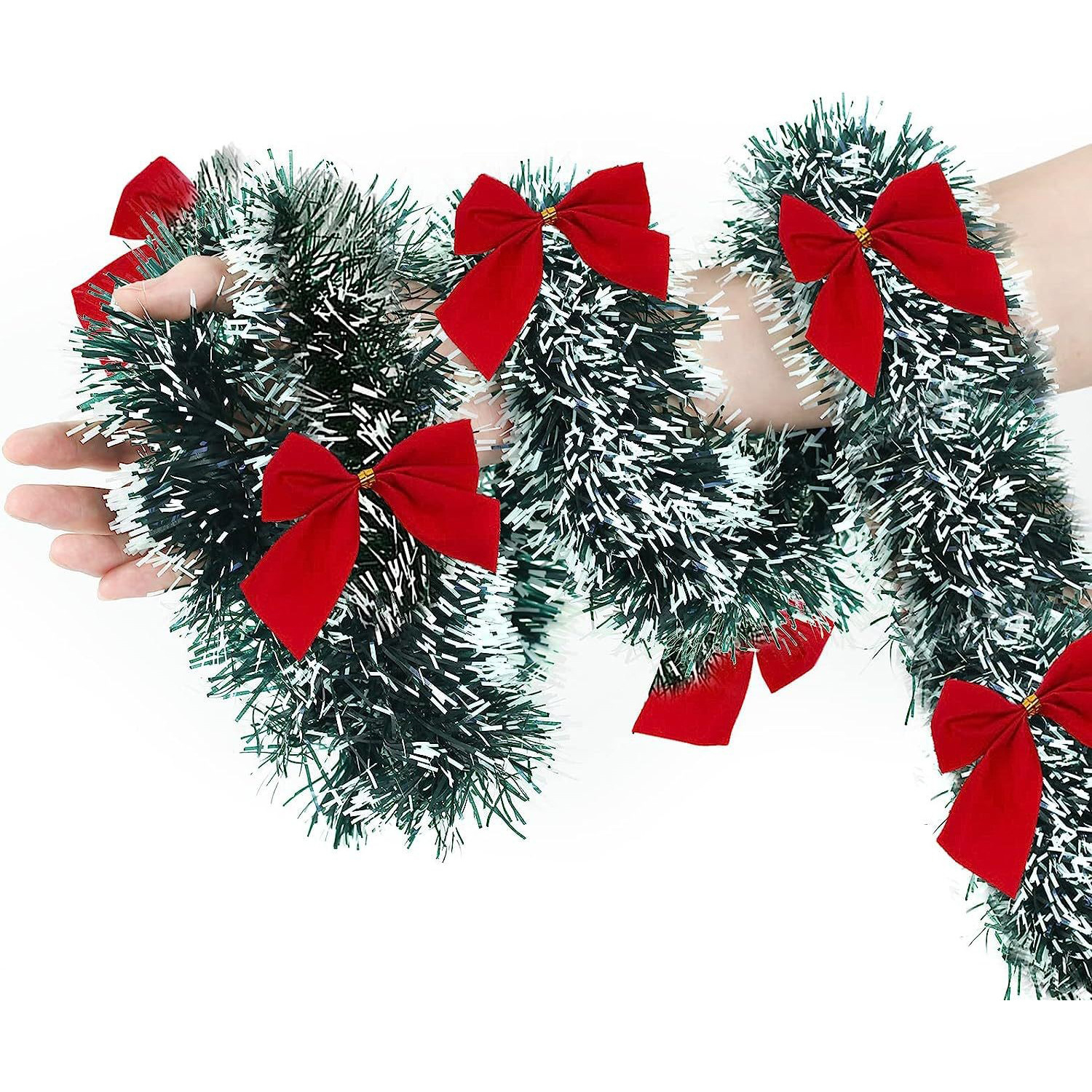 Christmas tree pine green pointed metal wreath metal ribbon blackish green white edge wreath holiday party ornaments wool top
