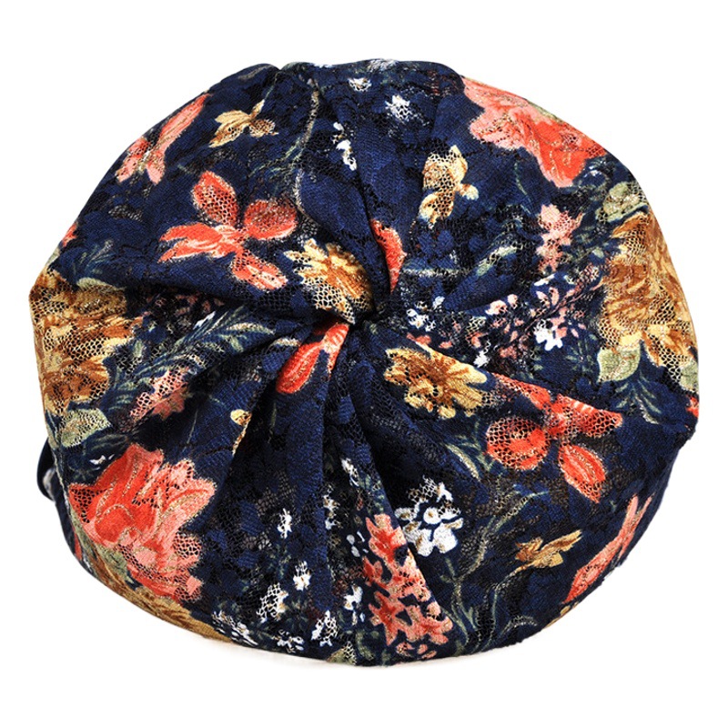 Spring and Autumn Thin Moon Hat Women's Lace Jacquard Fashion Breathable Pullover Cap Outdoor Fashion Warm Baotou Cap