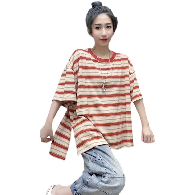 European Large Edition Extras Size 1.00 kg-150.00 kg chubby girl Summer Cartoon Printed Short-sleeved T-shirt Women's Trendy Age-reducing Top