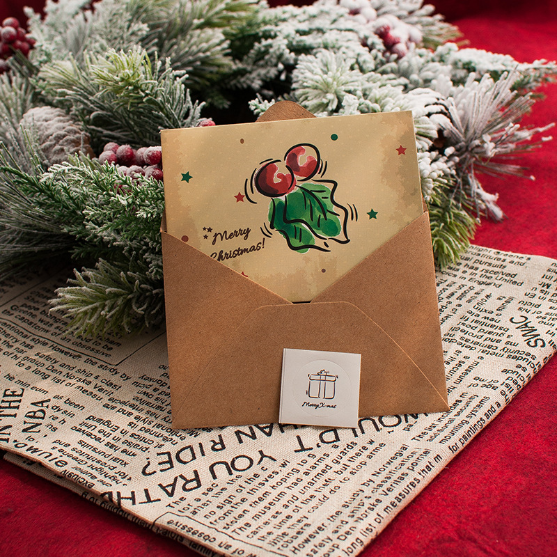 Picture of Senyu Leaf Vintage Christmas Greeting Card suit Blessing Business Confession Christmas Eve Holiday Simple Small Fresh Greeting Card