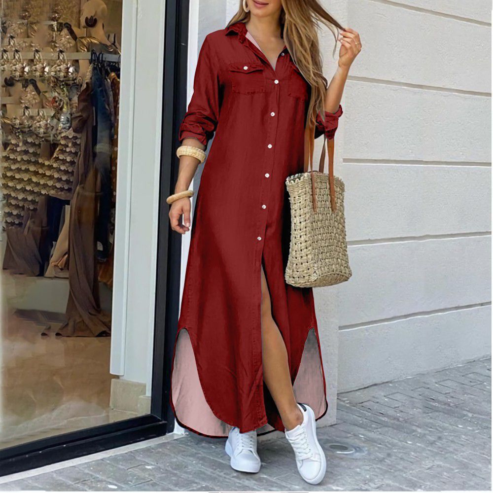 Picture of Cross-Border Women's Clothing Amazon 2025 European and American Spring and Summer New Printed Long-Sleeved Dress Fashionable Sexy Shirt Long Skirt