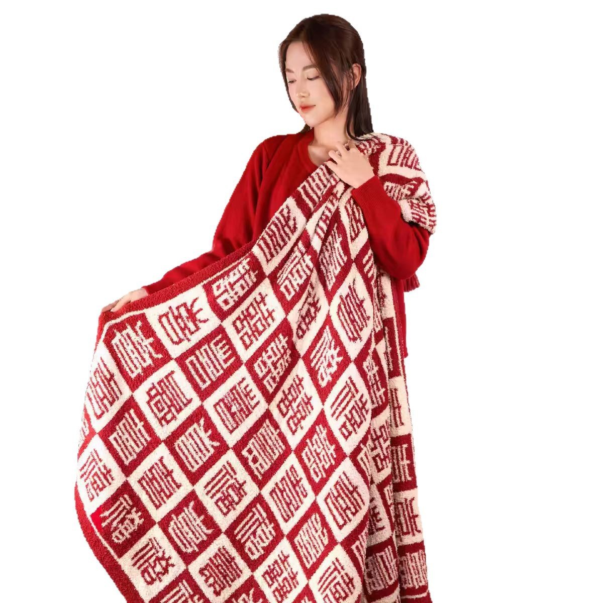 Picture of Baixi Blanket Office Nap Blanket Nap Blanket Four Seasons Thickened Half-side Velvet Blanket Knitted Blanket Wedding Gift Forbidden City