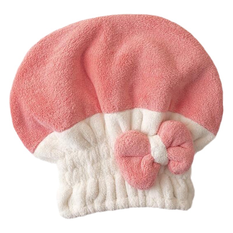 Picture of Color matching dry hair cap women's absorbent quick-drying dry hair cap wiping hair wrapping towel two-color cute shower cap